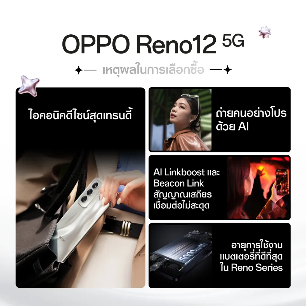 เหตุผลที่ต้องซื้อ OPPO Reno12 5G(12+256)