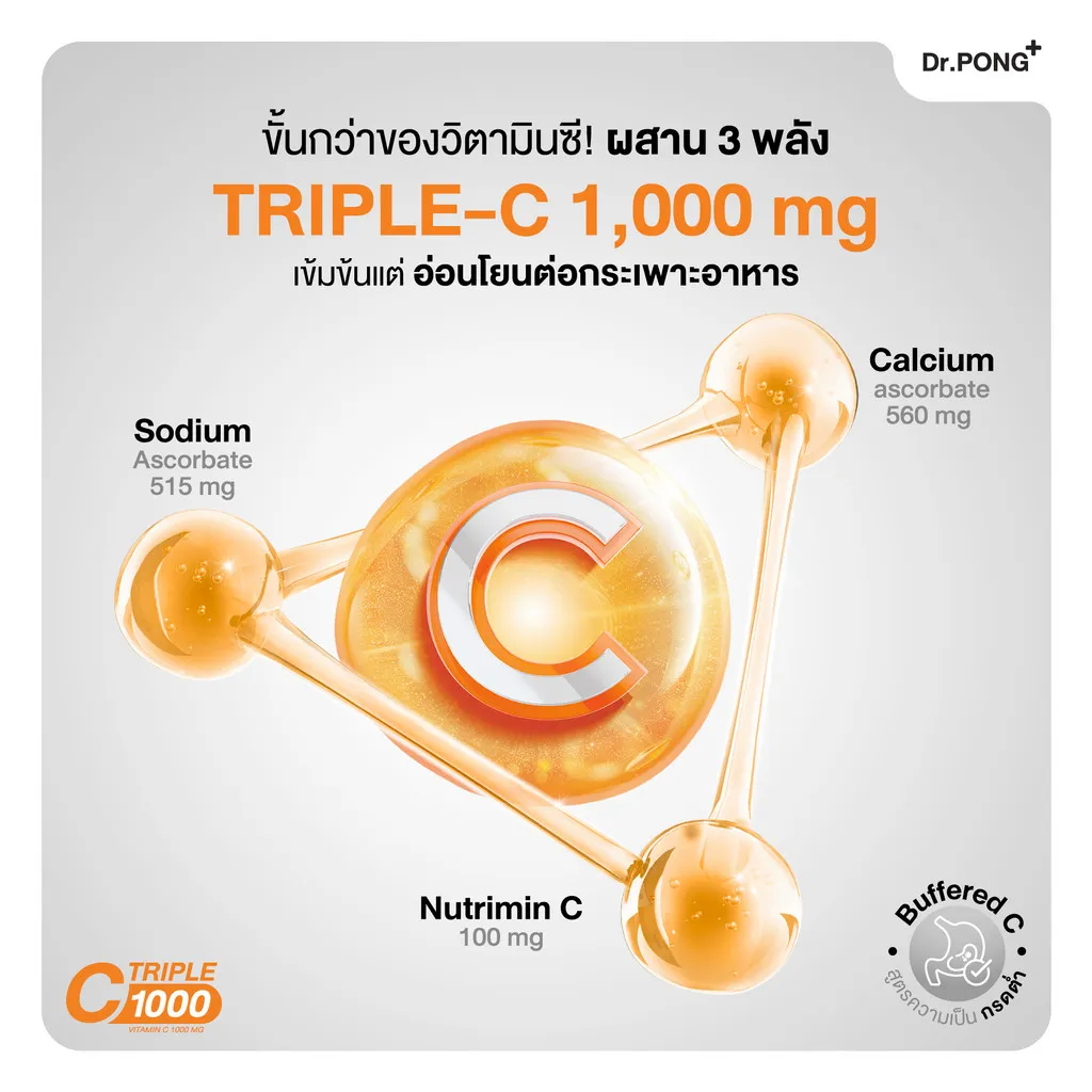 Dr.PONG Triple C 1000 มี Calcium, Sodium, Nutrimin C