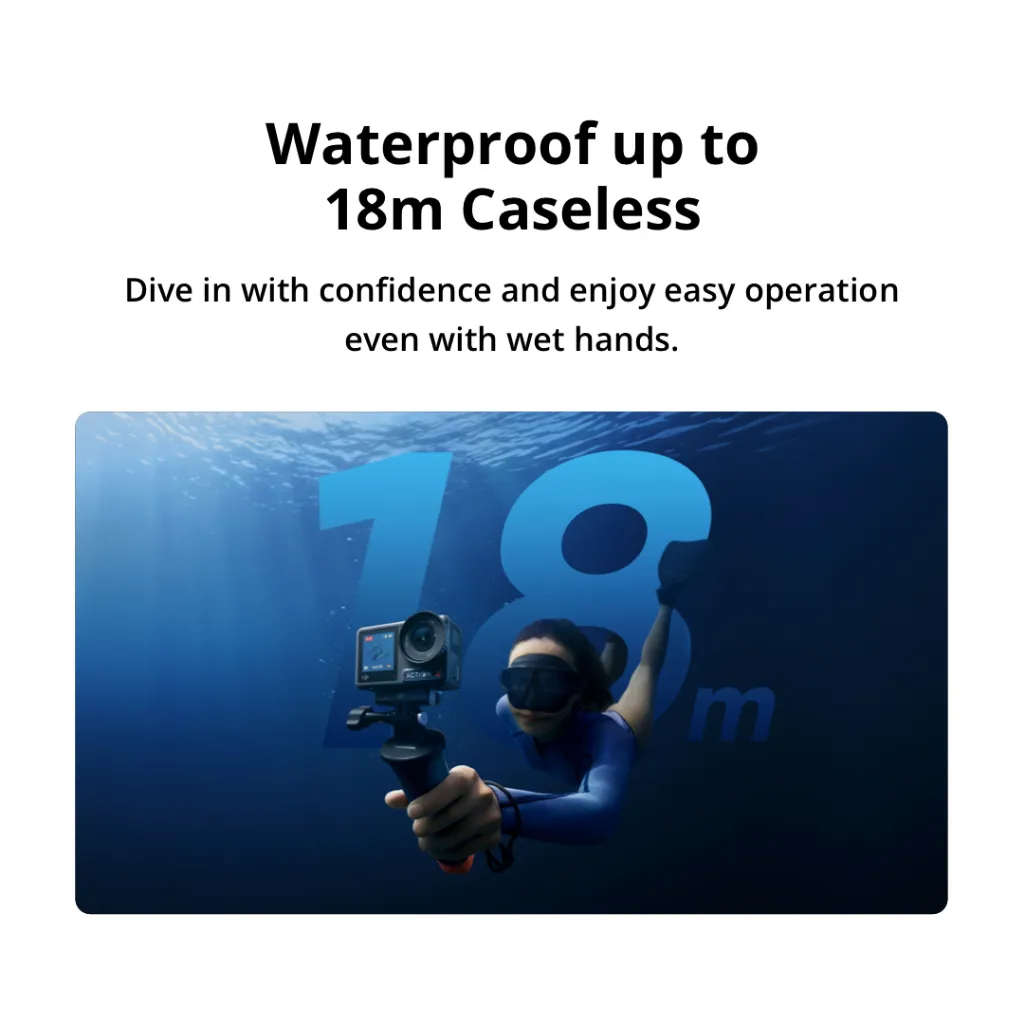 Waterproof up to 18m Caseless