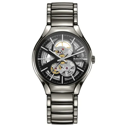 Rado TRUE AUTOMATIC OPEN HEART รุ่น R27510152 หน้าตรง แสดงหน้าปัดเปิดกลไกและสายสีเงิน