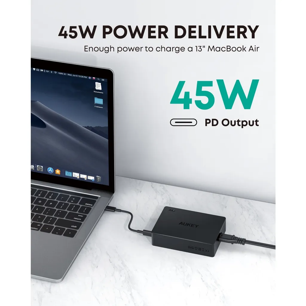 AUKEY PA-Y23 หัวปลั๊กชาร์จเร็ว 5 ช่อง 45W PD