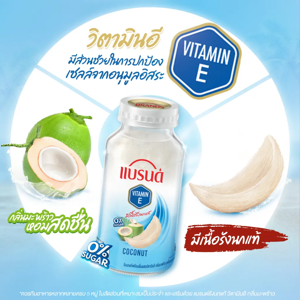 ส่วนประกอบสำคัญ แบรนด์รังนกแท้พร้อมดื่มผสมวิตามินอี กลิ่นมะพร้าว