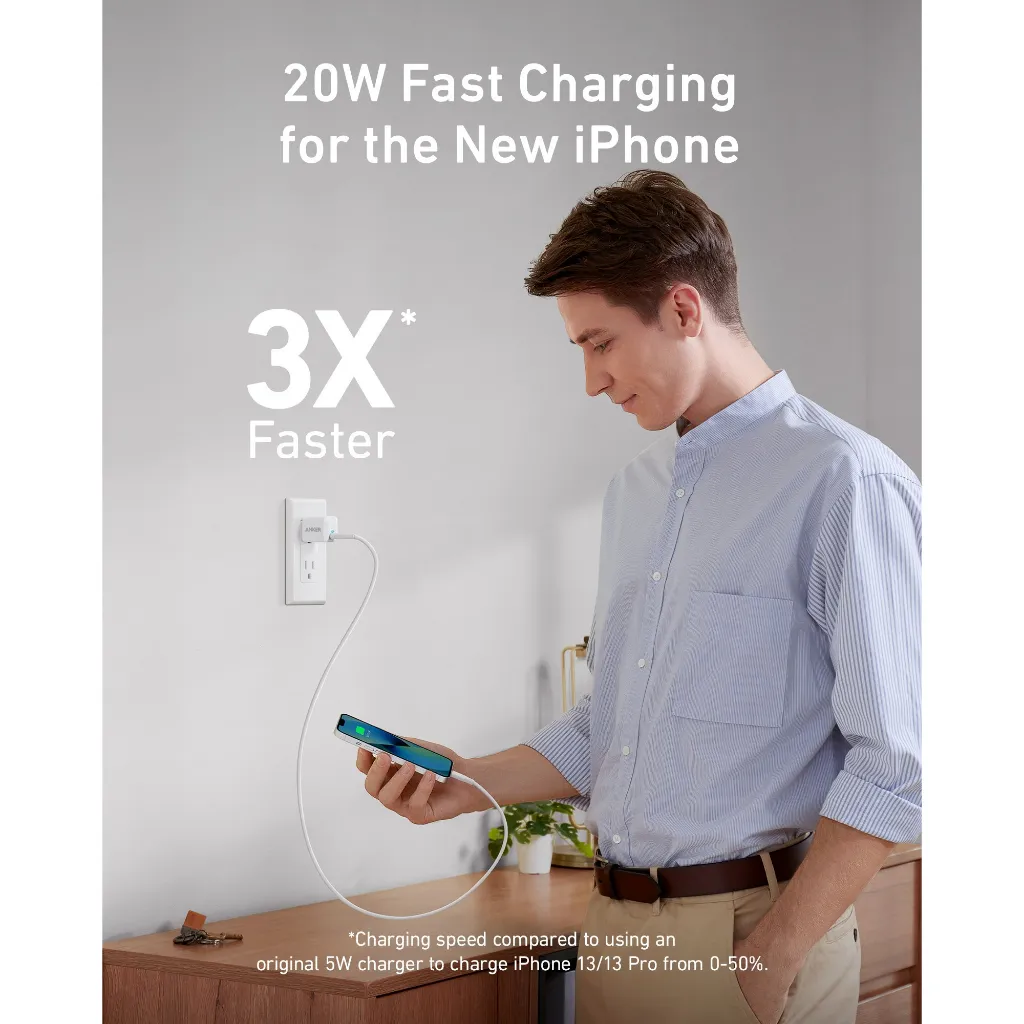 Anker หัวชาร์จถนอมแบต iPhone (20W) พกพาสะดวก