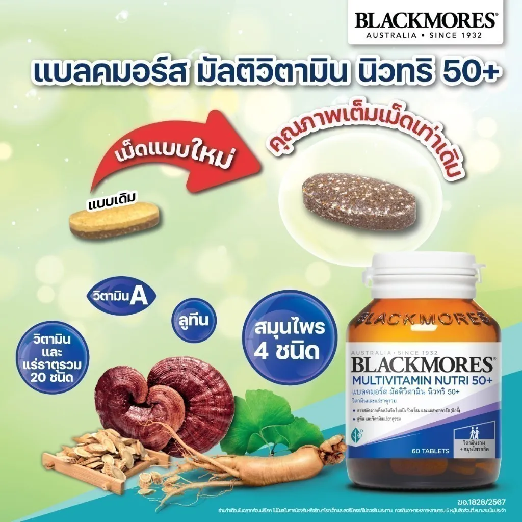 Blackmores Multivitamin active 50 tabs เม็ดแบบใหม่