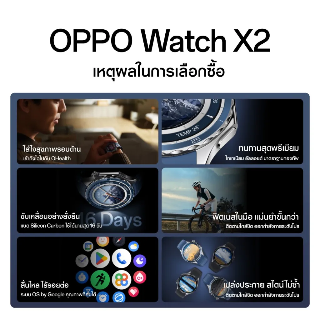 เหตุผลที่ต้องเลือก OPPO Watch X2