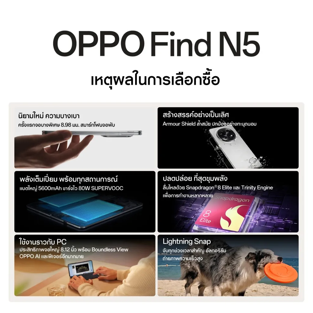 เหตุผลในการเลือกซื้อ OPPO Find N5 (16+512G)