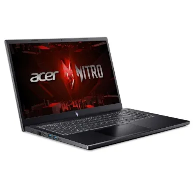 โน้ตบุ๊กสีดำสำหรับเล่นเกม หน้าจอเปิดแสดงโลโก้ Acer Nitro