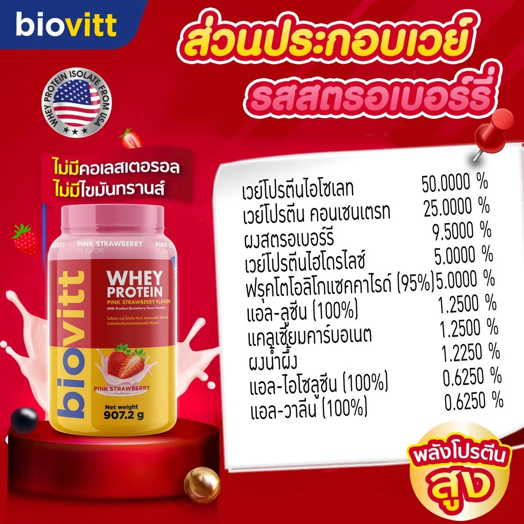 ส่วนประกอบเวย์ รสสตรอเบอร์รี่
