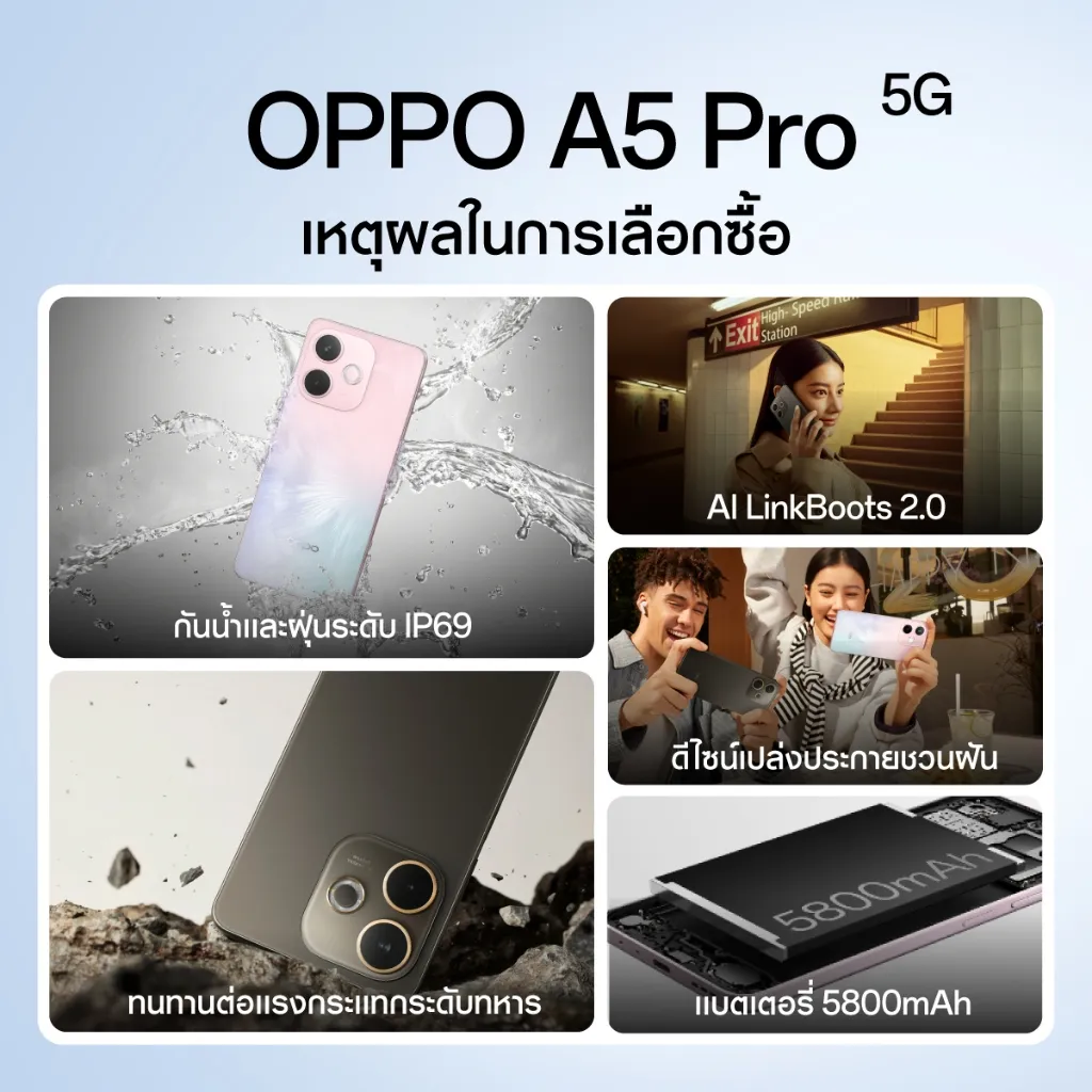 เหตุผลในการเลือกซื้อ OPPO A5 Pro (8+256G)