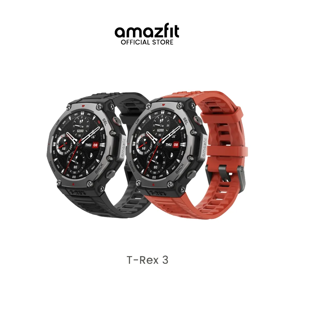 Amazfit T-Rex 3 GPS 48mm สีดำและสีส้ม ดีไซน์ลุยพร้อมใช้งานทุกสถานการณ์