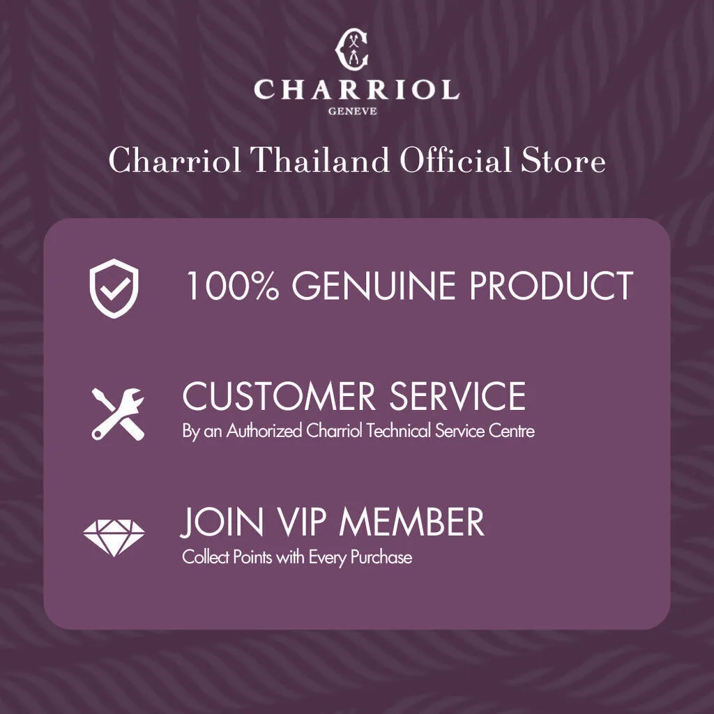 ภาพแสดงข้อมูลร้านค้าทางการของ Charriol ในประเทศไทย พร้อมคุณสมบัติสินค้าแท้ การบริการ และโปรแกรมสมาชิก VIP