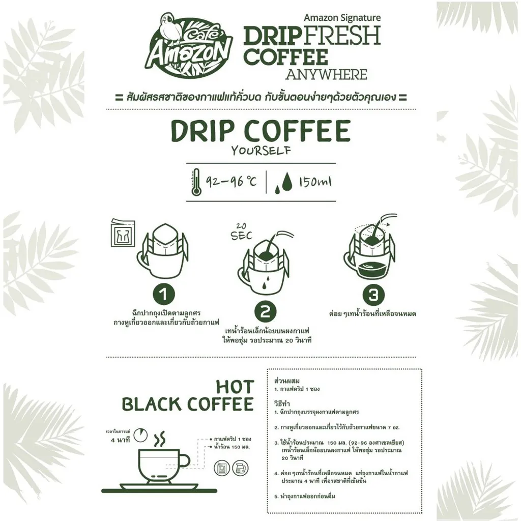 แผนภาพและข้อแนะนำวิธีชงกาแฟดริปแบบง่ายๆ พร้อมขั้นตอนการชงกาแฟร้อนด้วยตัวเอง
