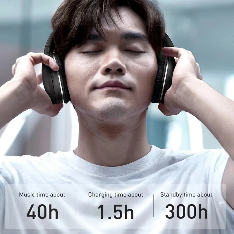 Baseus Encok D02 Pro หูฟังครอบหู แบตอึด ใช้งานต่อเนื่อง 40 ชม. สแตนด์บายสูงสุด 300 ชม.