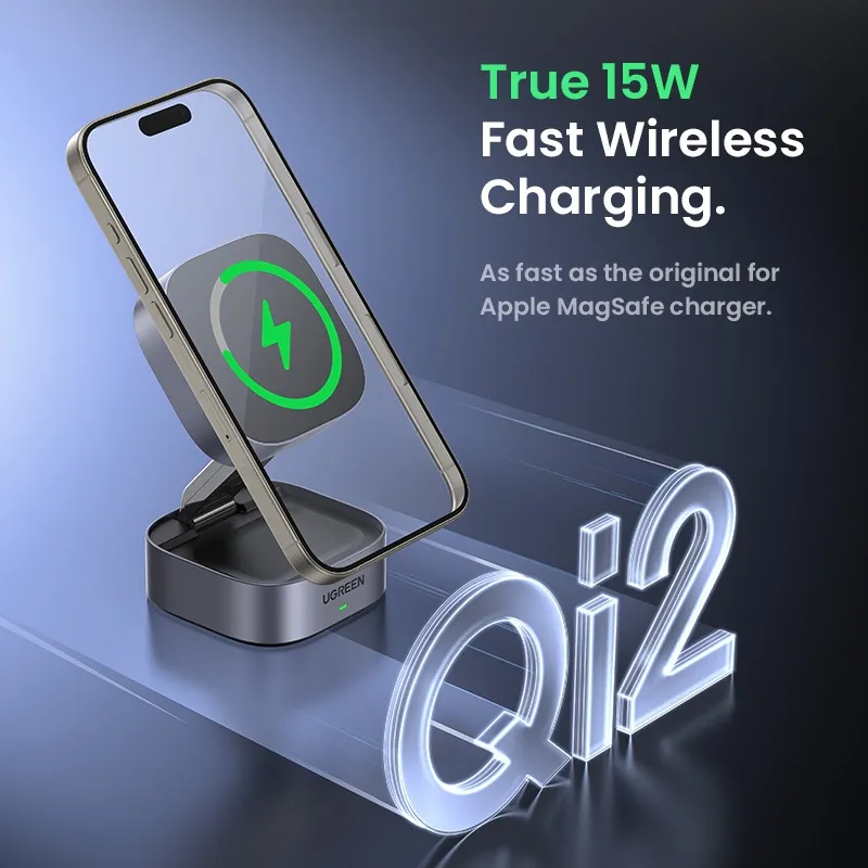 Ugreen 25W Magnetic Wireless Charger Qi2 รองรับการชาร์จเร็วแบบไร้สาย 15W เทียบเท่า Apple MagSafe