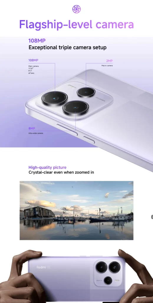 กล้องหลังสามตัวความละเอียดสูง พร้อมเลนส์หลัก 108MP ถ่ายภาพคมชัดแม้ซูมเข้าใกล้