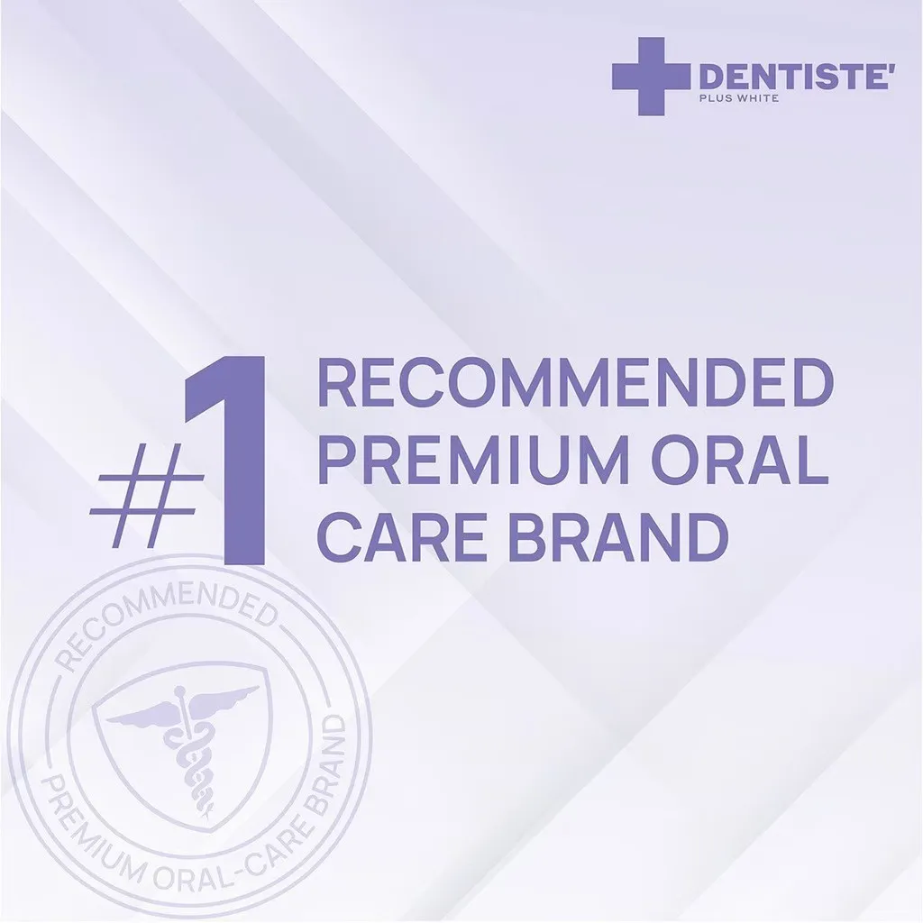 ผลิตภัณฑ์ดูแลช่องปาก Dentiste' พรีเมียมหลากหลายชนิด จัดวางอย่างสวยงาม