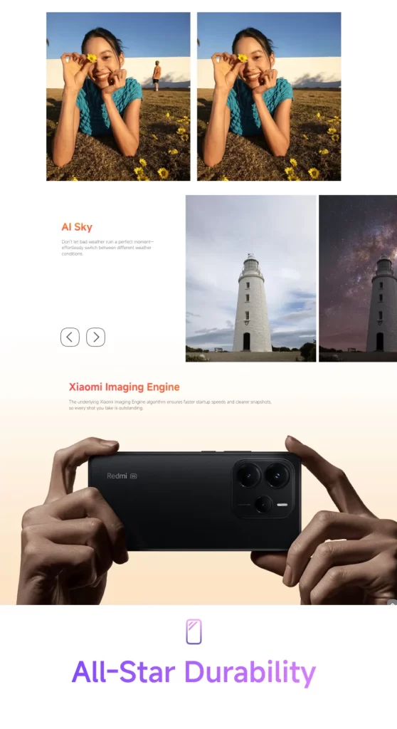 ฟีเจอร์ AI Sky ปรับภาพท้องฟ้าอัตโนมัติ พร้อม Xiaomi Imaging Engine และความทนทานระดับ All-Star