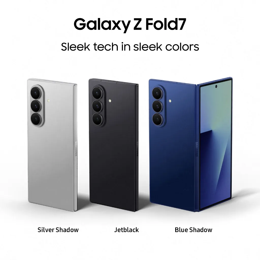Samsung Galaxy Z Fold7 16GB 1TB พร้อมกันสามสี Silver Shadow Jetblack และ Blue Shadow