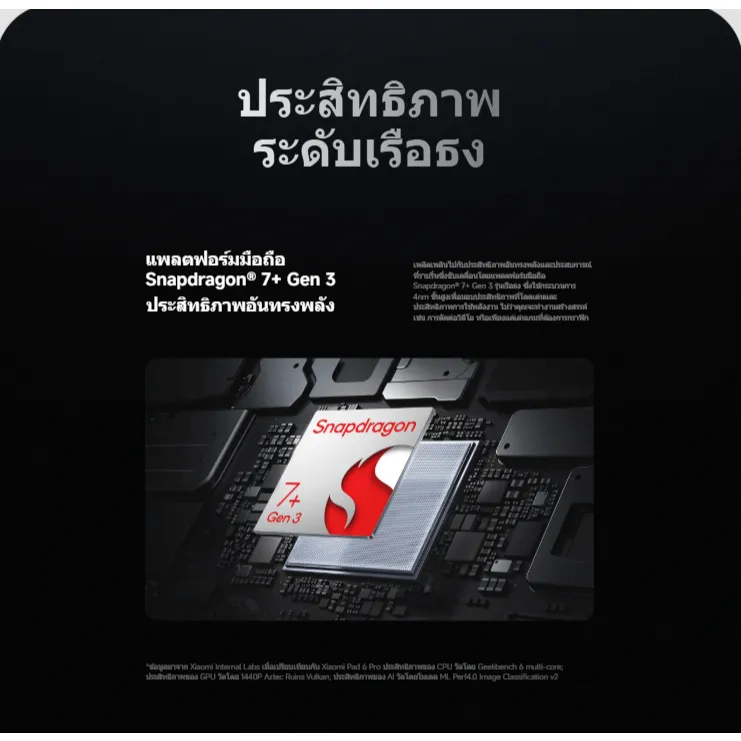 หน้าชิป Snapdragon 7+ Gen 3 ที่ใช้ใน Xiaomi Pad 7 จอ 11.2 นิ้ว