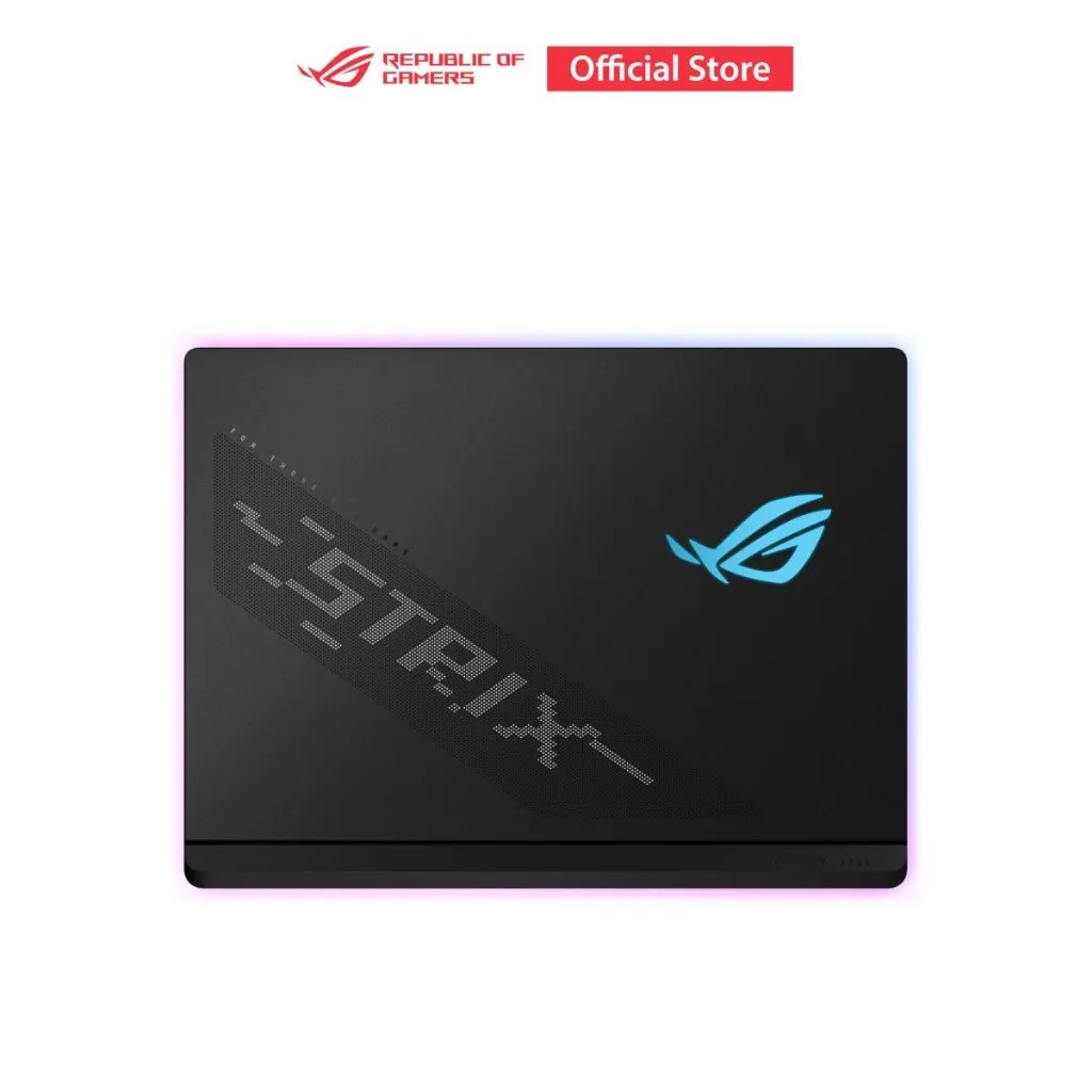 ฝาหลังโน๊ตบุ๊คพร้อมโลโก้ ROG และลวดลายแนวพิกเซลทันสมัย