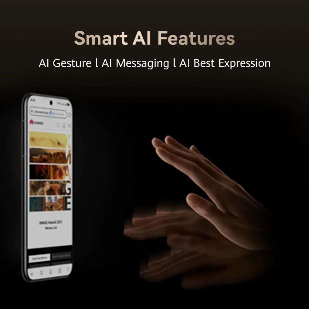 มือผู้ใช้โบกผ่านหน้าจอเพื่อควบคุมสมาร์ทโฟนด้วยระบบ AI Gesture อัจฉริยะ