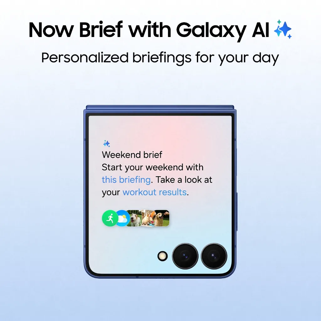หน้าจอมือถือแสดงสรุปกิจกรรมรายวันอัตโนมัติด้วยระบบ Galaxy AI