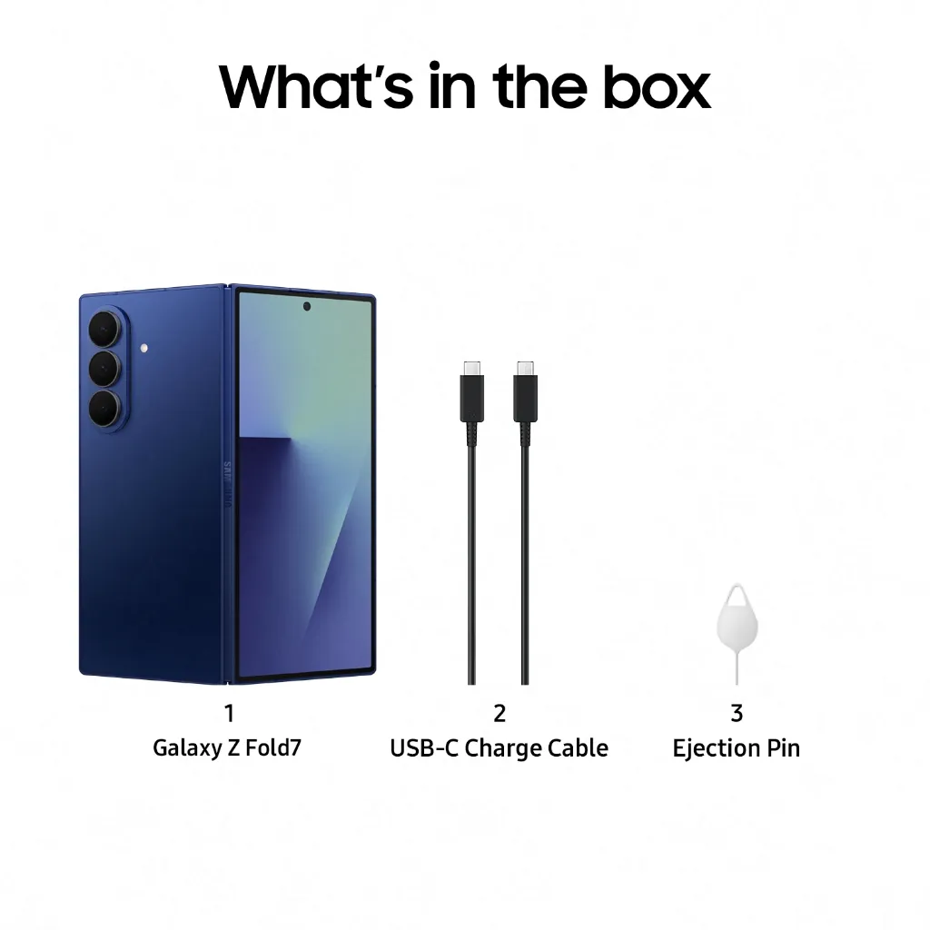 รายการอุปกรณ์ในกล่องมือถือ ประกอบด้วยสายชาร์จ USB-C และเข็มจิ้มซิม