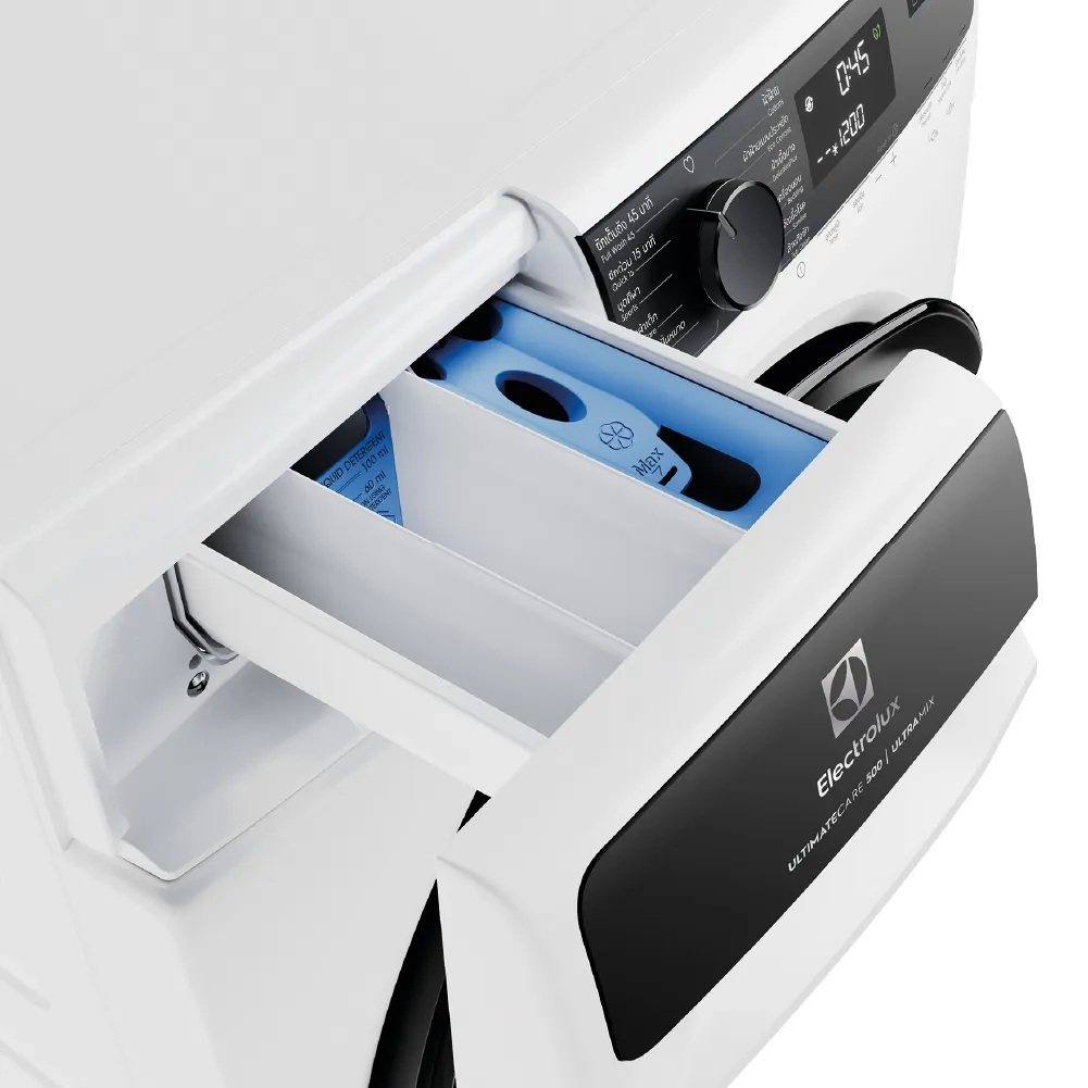 ช่องใส่น้ำยาของเครื่องซักผ้า Electrolux EWF9023P5WC แบ่งช่องชัดเจน ใช้งานง่าย