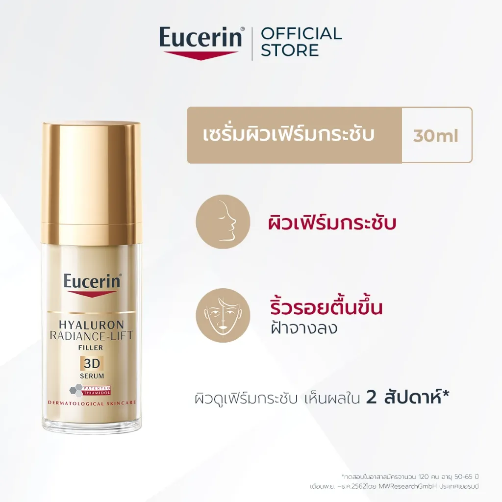Eucerin Hyaluron Radiance Lift Serum ขนาด 30 มล. ช่วยให้ผิวดูกระชับ เห็นผลใน 2 สัปดาห์