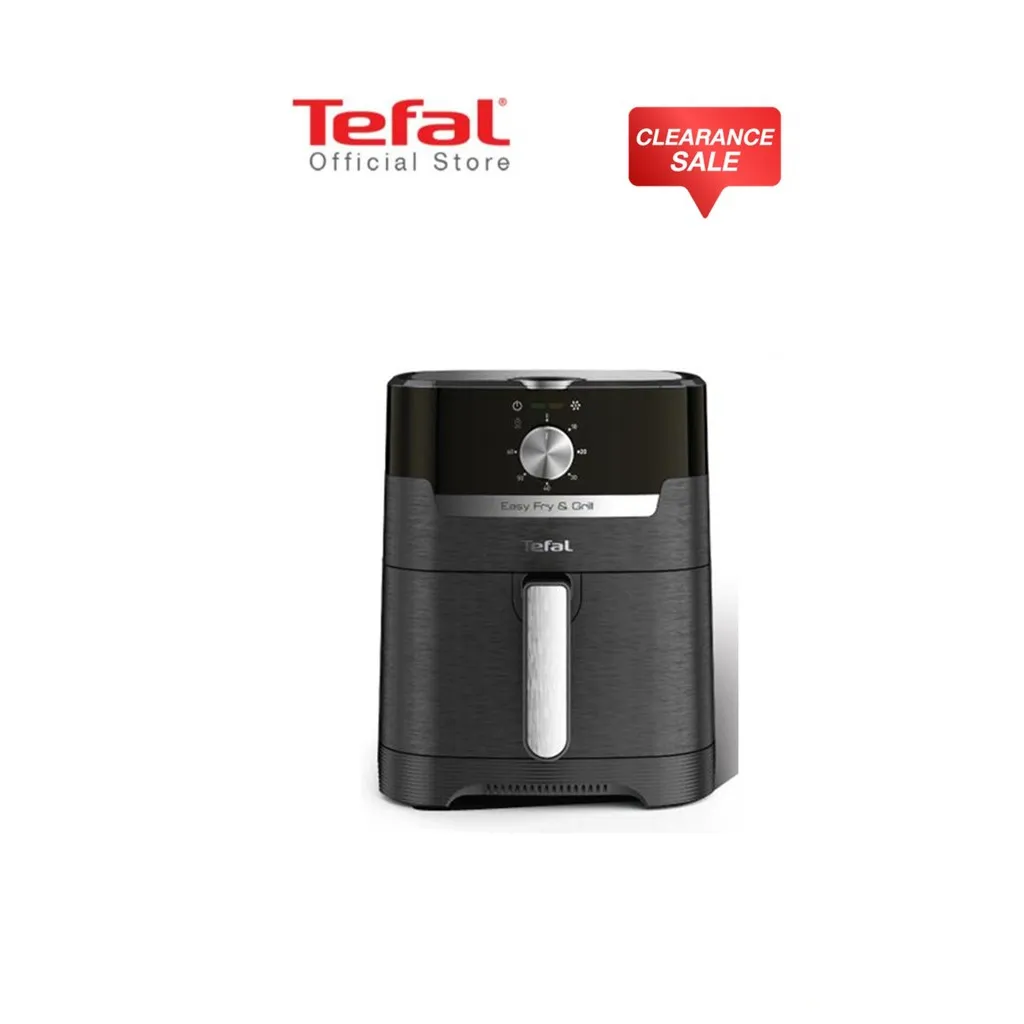 หม้อทอดไร้น้ำมัน tefal easy fry ดีไซน์สีดำพร้อมปุ่มปรับอุณหภูมิด้านหน้า