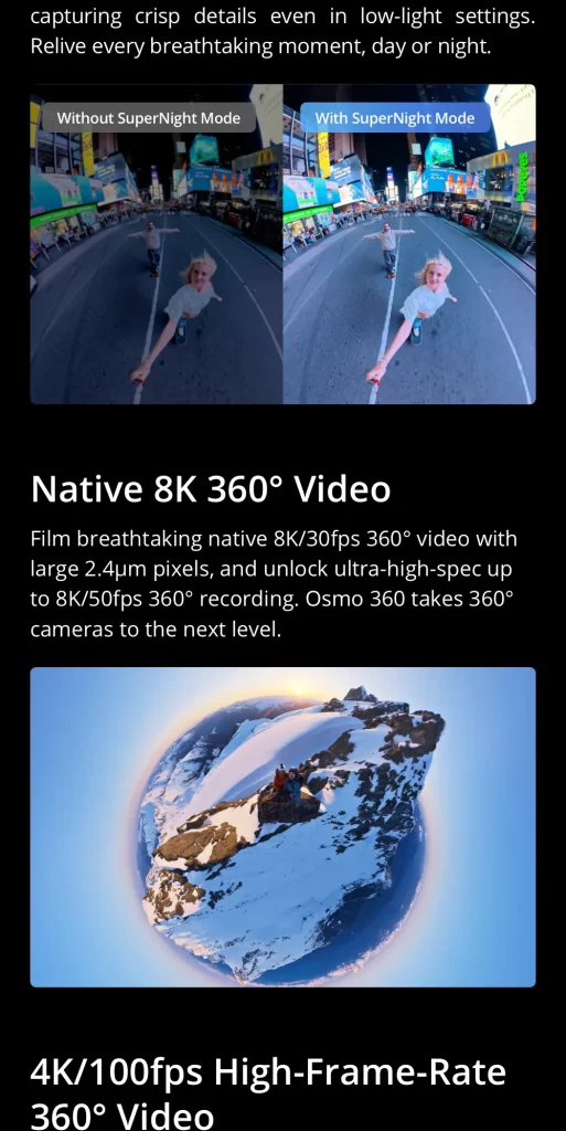 กล้อง 360 องศา dji osmo 360 แสดง SuperNight Mode และวิดีโอ 8K กลางคืนบนยอดเขา