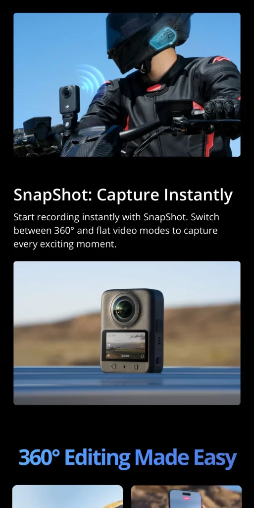 ผู้ขับมอเตอร์ไซค์ใช้งานกล้องด้วยเสียงผ่านหูฟัง Bluetooth พร้อมเปิดโหมด SnapShot ถ่ายวิดีโอทันที