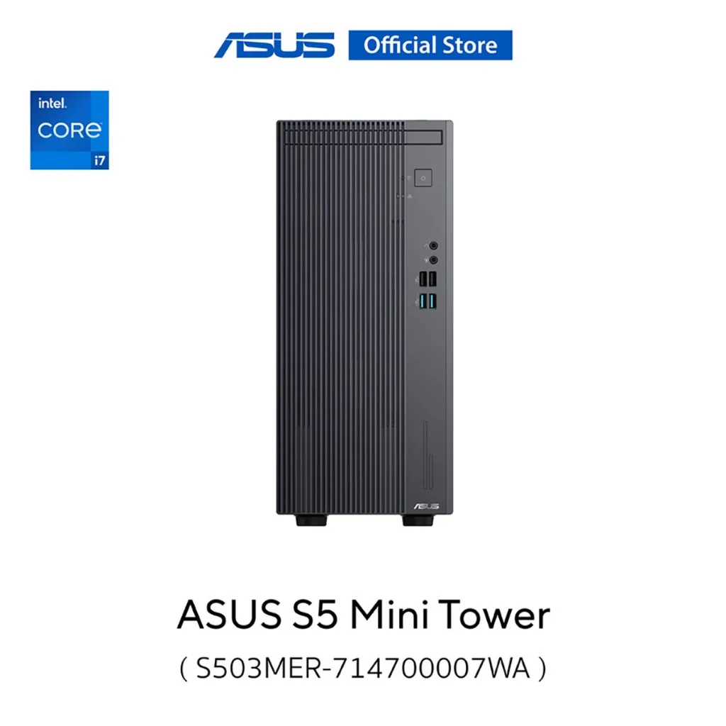 คอมตั้งโต๊ะ ASUS S5 Mini Tower i7 ด้านหน้ามีพอร์ต USB และช่องเสียง