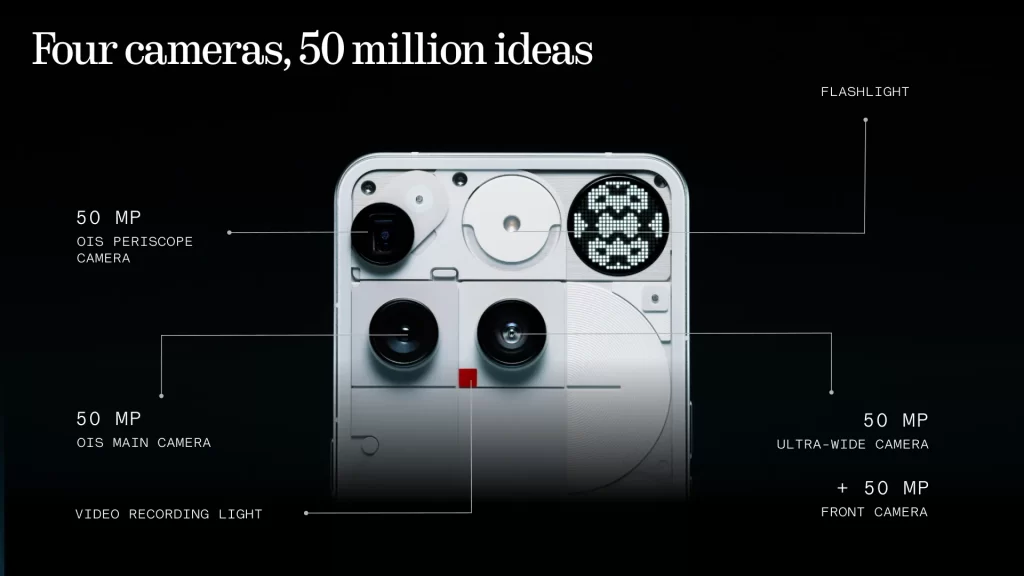 Nothing Phone 3 สีขาว เน้นระบบกล้อง 50MP สี่ตัว มี periscope main อัลตร้าไวด์ และไฟบันทึกวิดีโอ