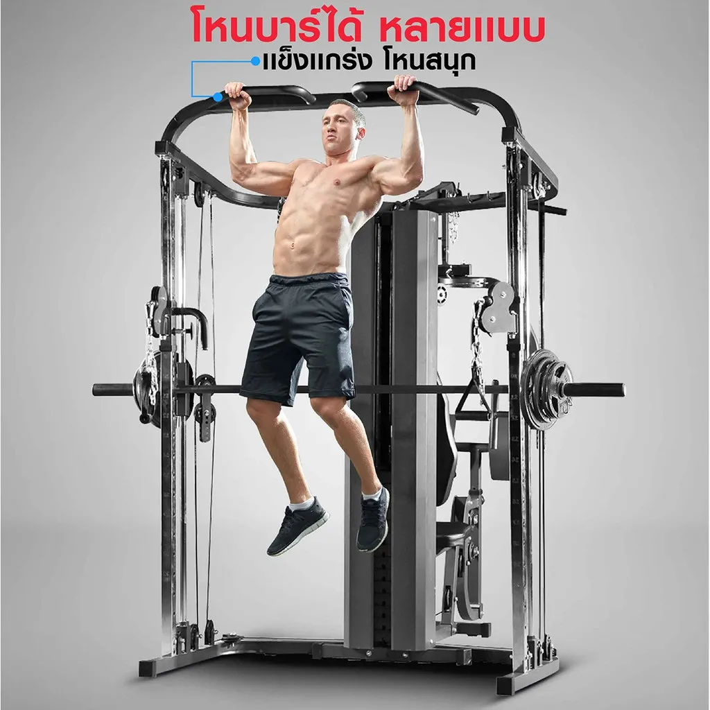 ผู้ชายโหนมัลติกริปบน สมิธแมชชีน IRONTEC S200 โครงสร้างแข็งแรง รองรับการฝึกหลายแบบ