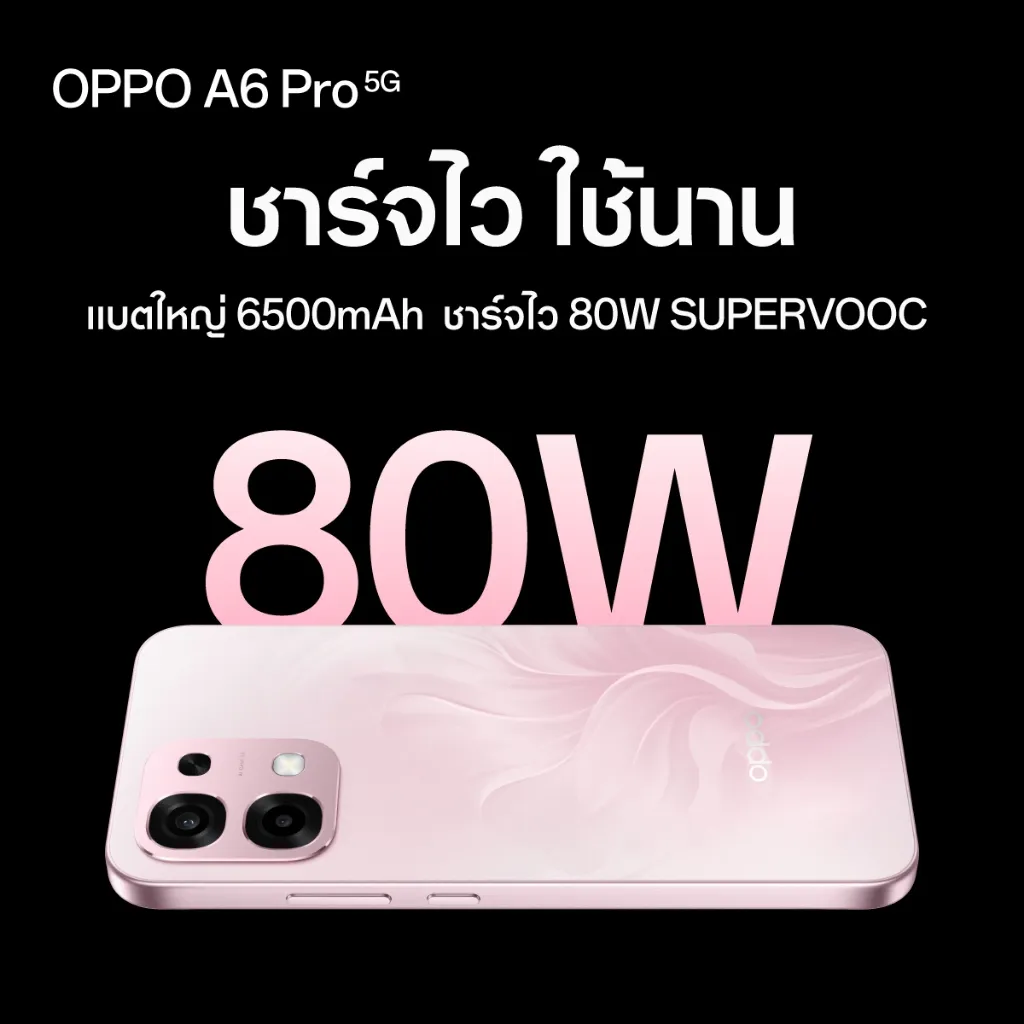 ชาร์จไว 80W SUPERVOOC แบต 6500mAh ของ OPPO A6 Pro 5G 8GB 256GB