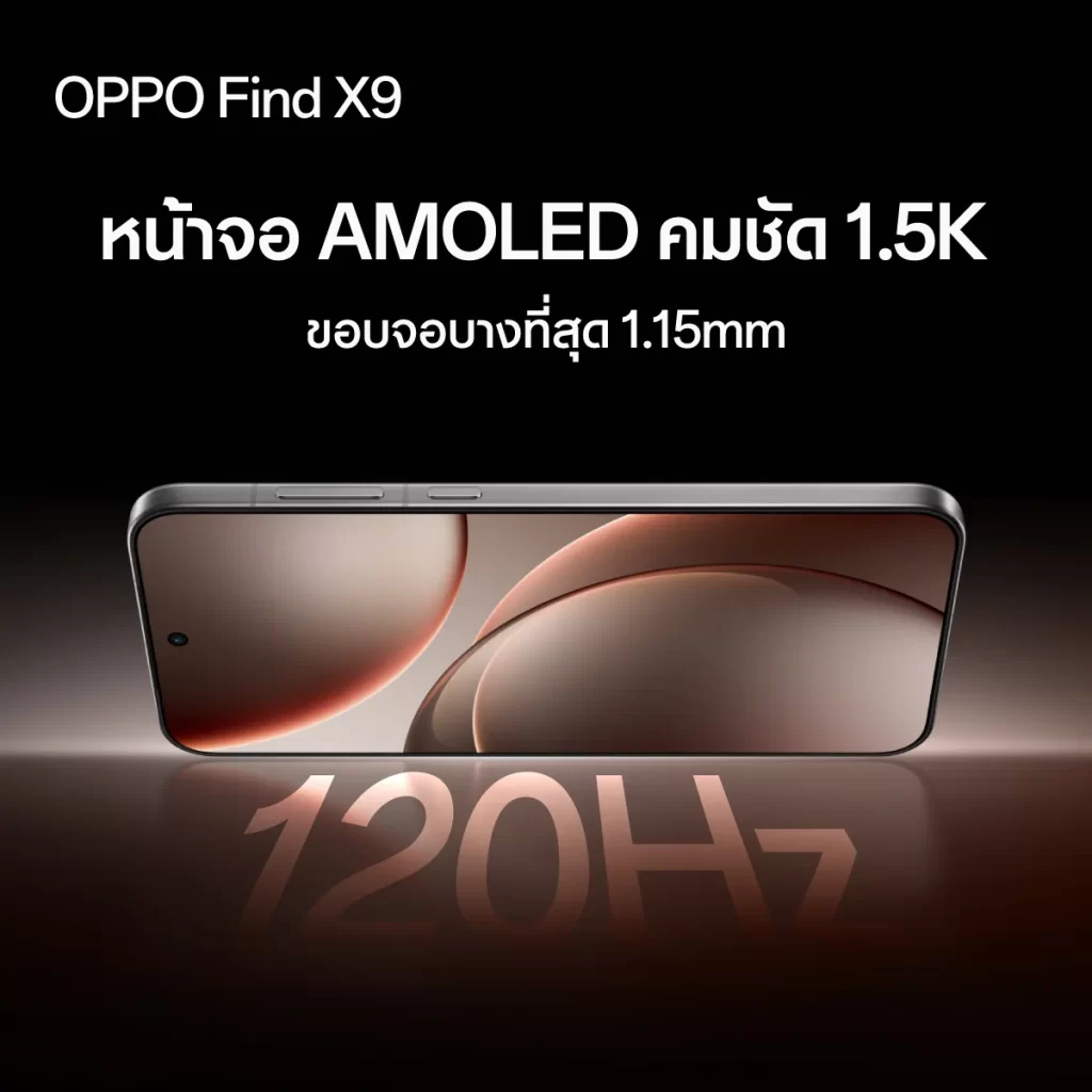 สมาร์ทโฟนจอ AMOLED ความละเอียด 1.5K รีเฟรชเรต 120Hz ขอบบางสุด 1.15 มม.