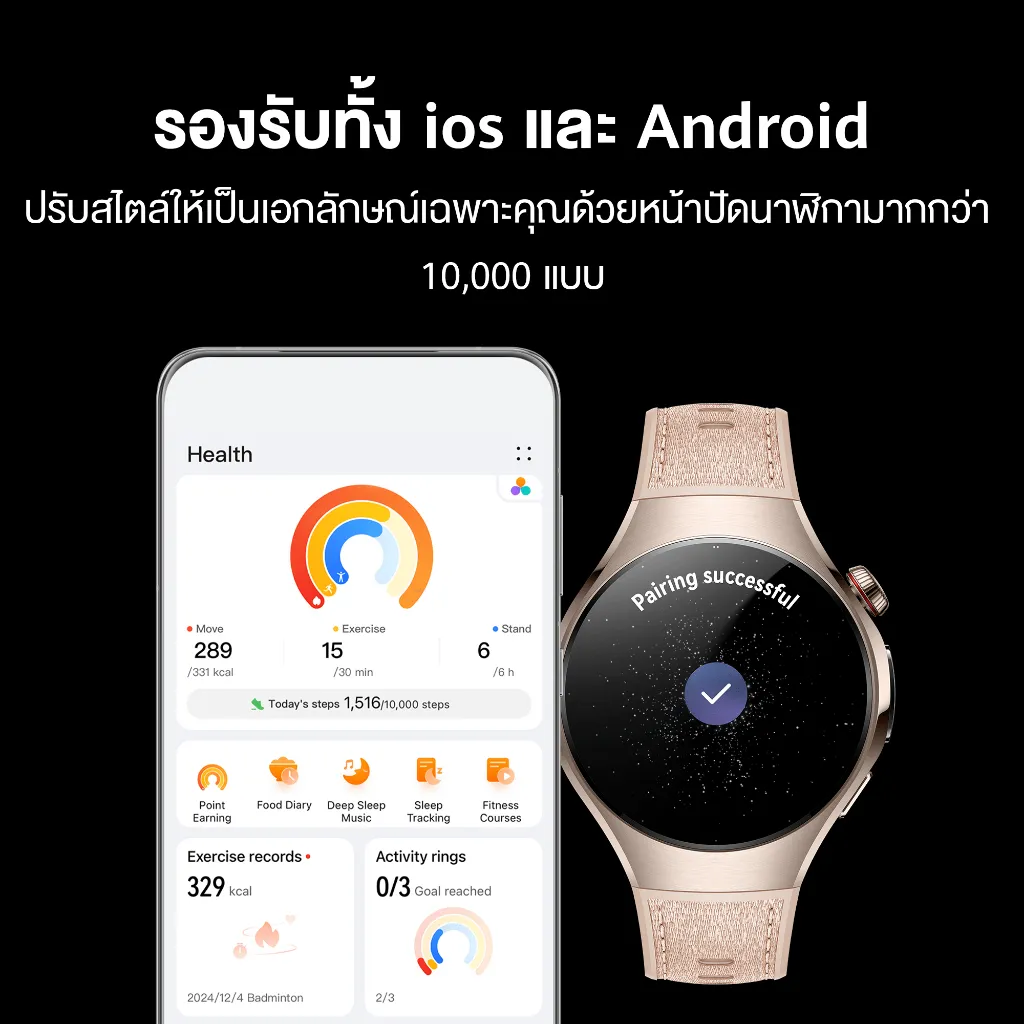 รองรับ iOS และ Android ปรับหน้าปัดได้หลากหลาย เหมาะกับ สมาร์ทวอทช์ HUAWEI WATCH 5 eSIM