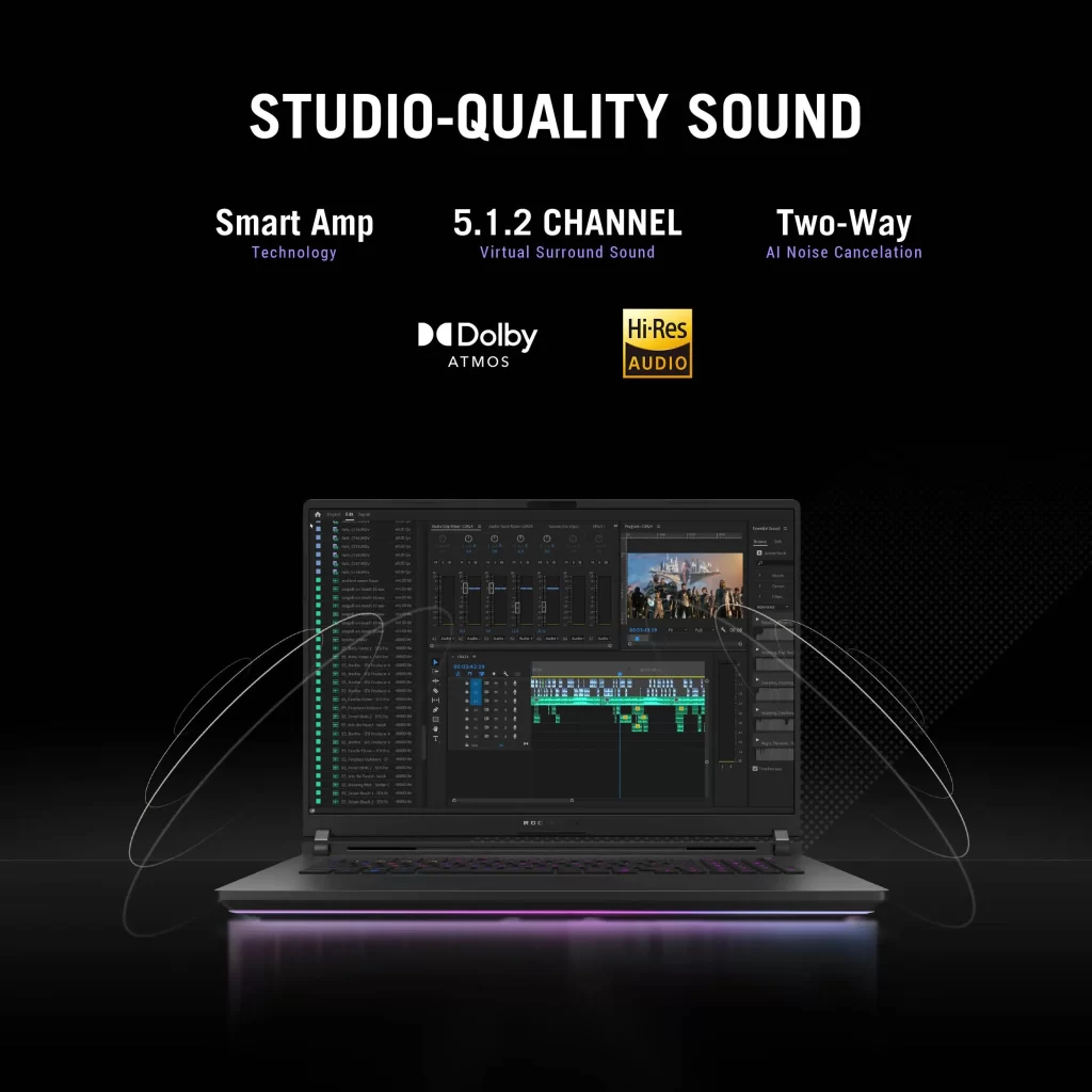 ระบบเสียงโน้ตบุ๊กคุณภาพสตูดิโอ Dolby Atmos, Hi-Res Audio พร้อม Two-Way AI Noise Cancelation