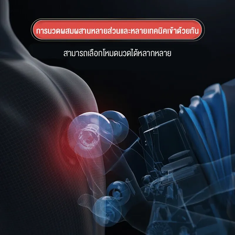 ภาพจำลองหัวกลไกกดจุดบริเวณหัวไหล่และแผ่นหลังช่วยลดอาการตึงล้า