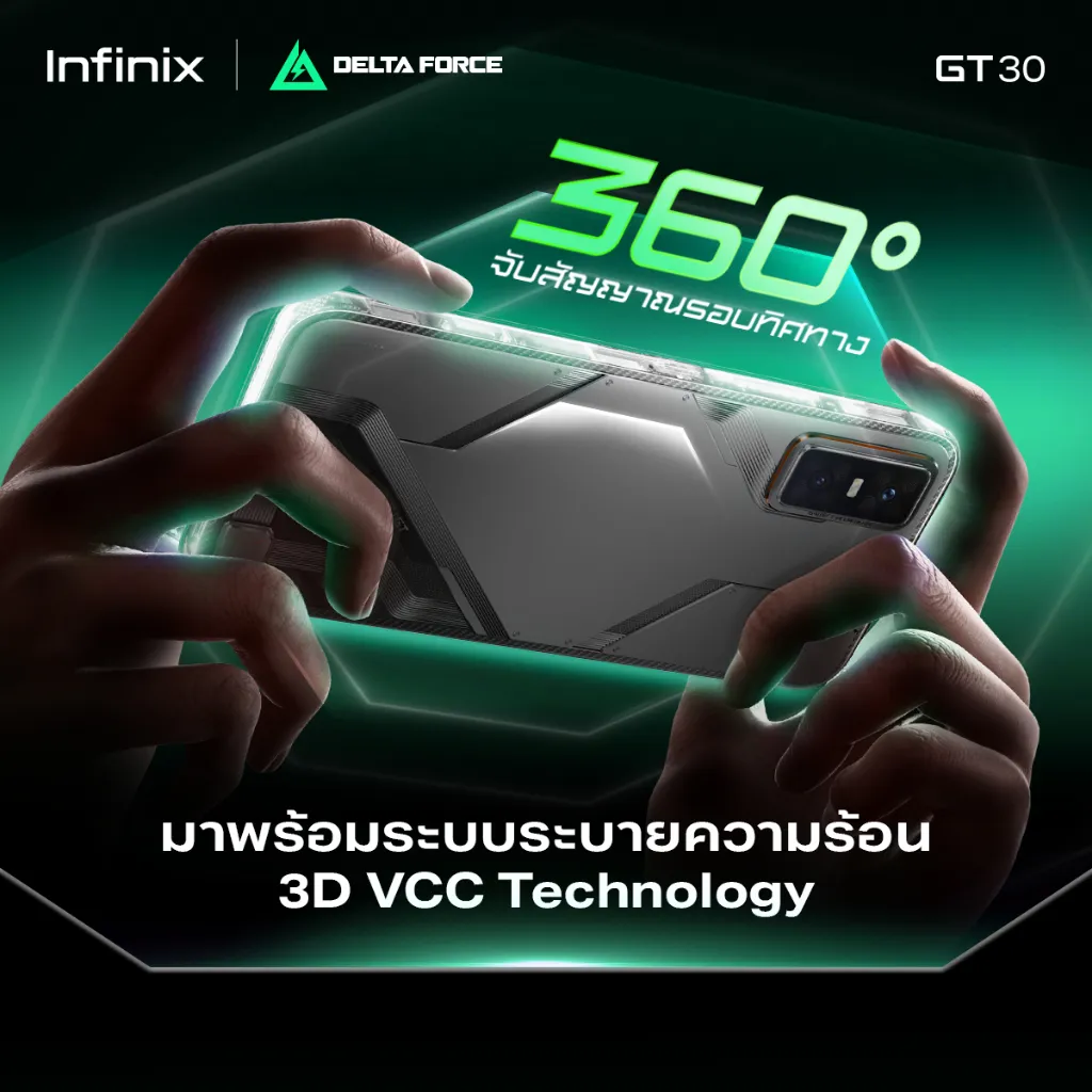 ตัวเครื่องจับสัญญาณรอบทิศทาง 360° พร้อมระบบระบายความร้อน 3D VCC ใช้งานยาวนานไม่ร้อนมือ