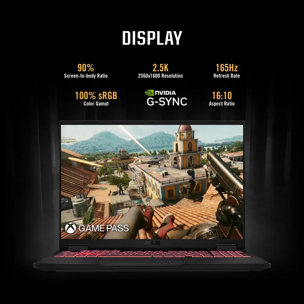 ASUS TUF Gaming A16 FA608UP QT016W สเปกจอ 2.5K 165Hz 16:10 100% sRGB พร้อมรองรับ G-SYNC