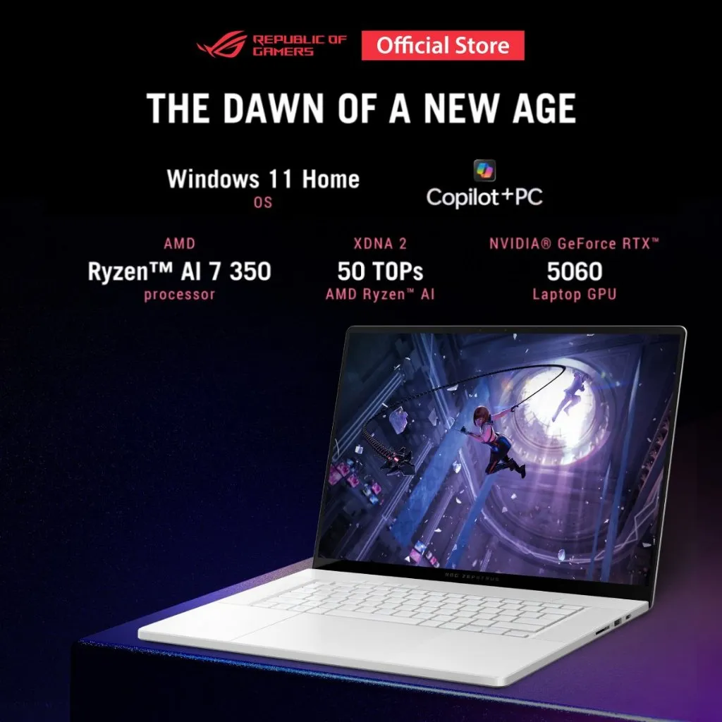 โน๊ตบุ๊คเกมมิ่ง ASUS ROG Zephyrus G16 GA605KM โชว์สเปก Ryzen AI 7 350 การ์ดจอ RTX 5060 และ Copilot+ PC