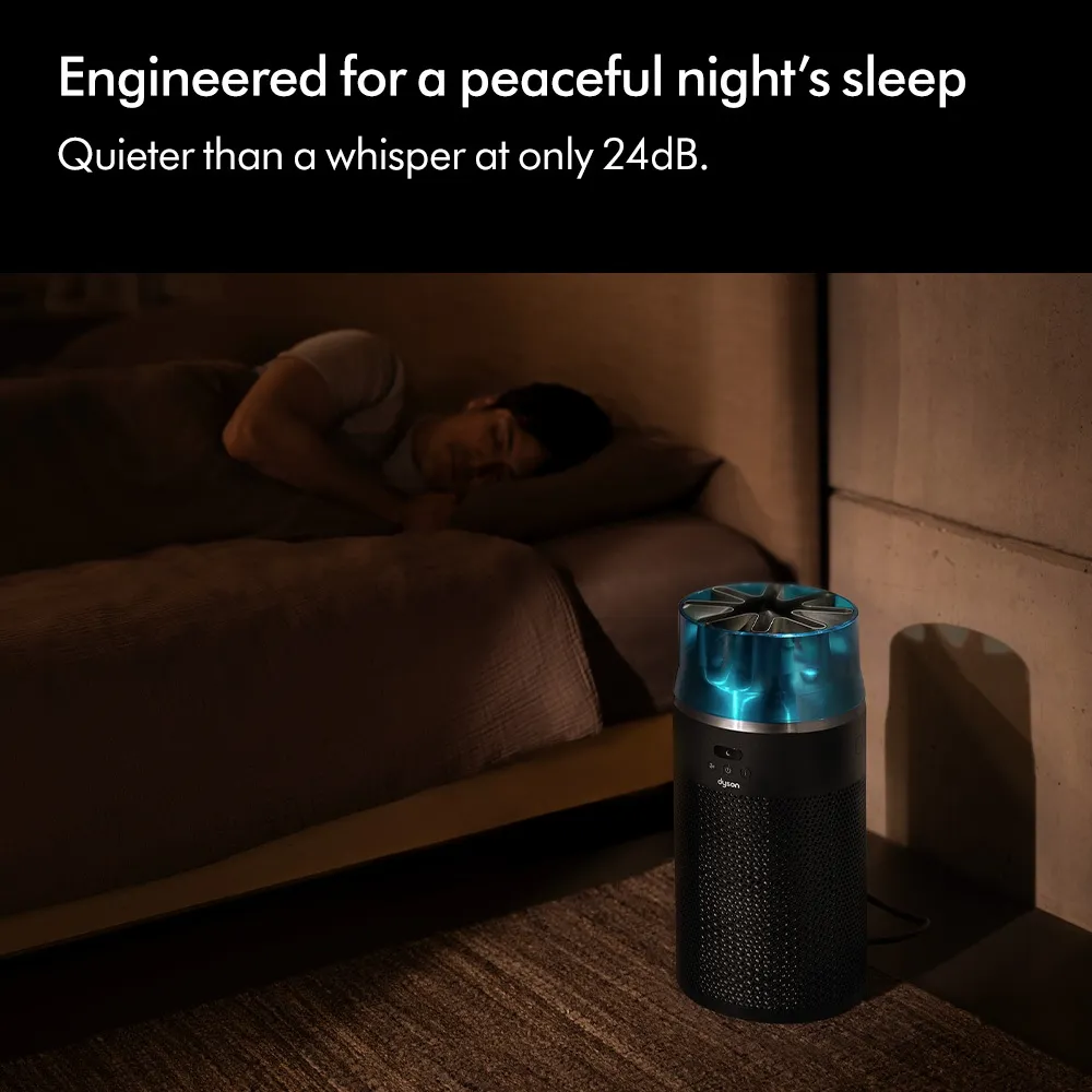 ใช้งาน เครื่องฟอกอากาศ Dyson HushJet Purifier Compact ในห้องนอนตอนกลางคืน เน้นเงียบ 24 dB