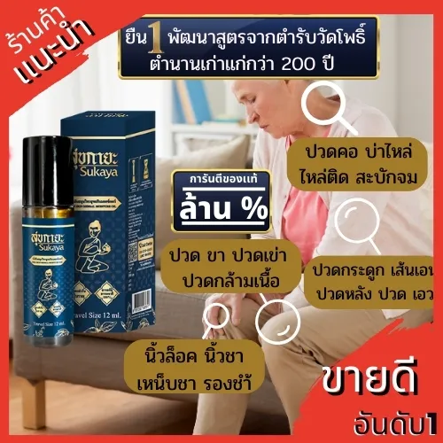 อินโฟกราฟิกพื้นหลังแดง ระบุจุดอาการคอไหล่ หลัง แขนขา พร้อมไอคอนขยายและข้อความล้านเปอร์เซ็นต์