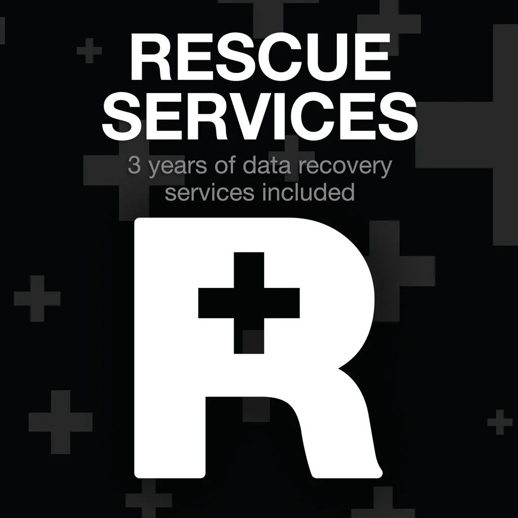 กราฟิกคำว่า RESCUE SERVICES พร้อมสัญลักษณ์ตัว R และเครื่องหมายบวกบนพื้นหลังสีดำ
