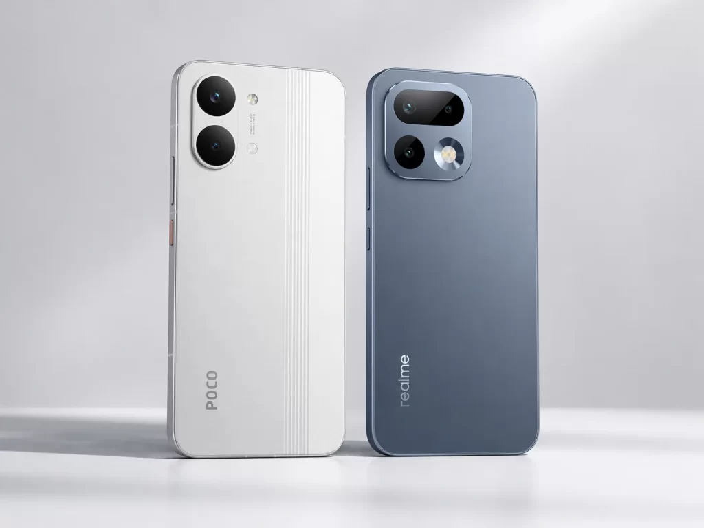 POCO X8 Pro Max vs realme 16 Pro 5G โชว์ดีไซน์ด้านหลังและโมดูลกล้องของทั้งสองรุ่น