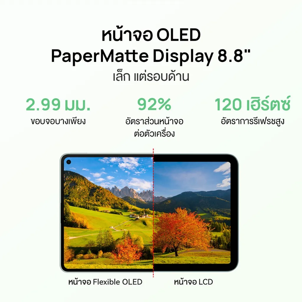 HUAWEI MatePad Mini หน้าจอ OLED PaperMatte 8.8 นิ้ว ขอบบาง สีสวย และรีเฟรชเรต 120Hz