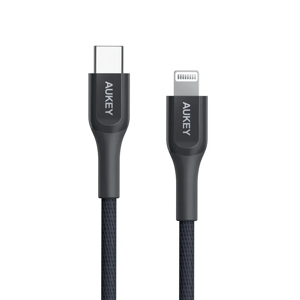 สายชาร์จ AUKEY CB-AKL3 หัว USB-C และ Lightning สีดำ ดีไซน์แข็งแรงสำหรับอุปกรณ์ Apple