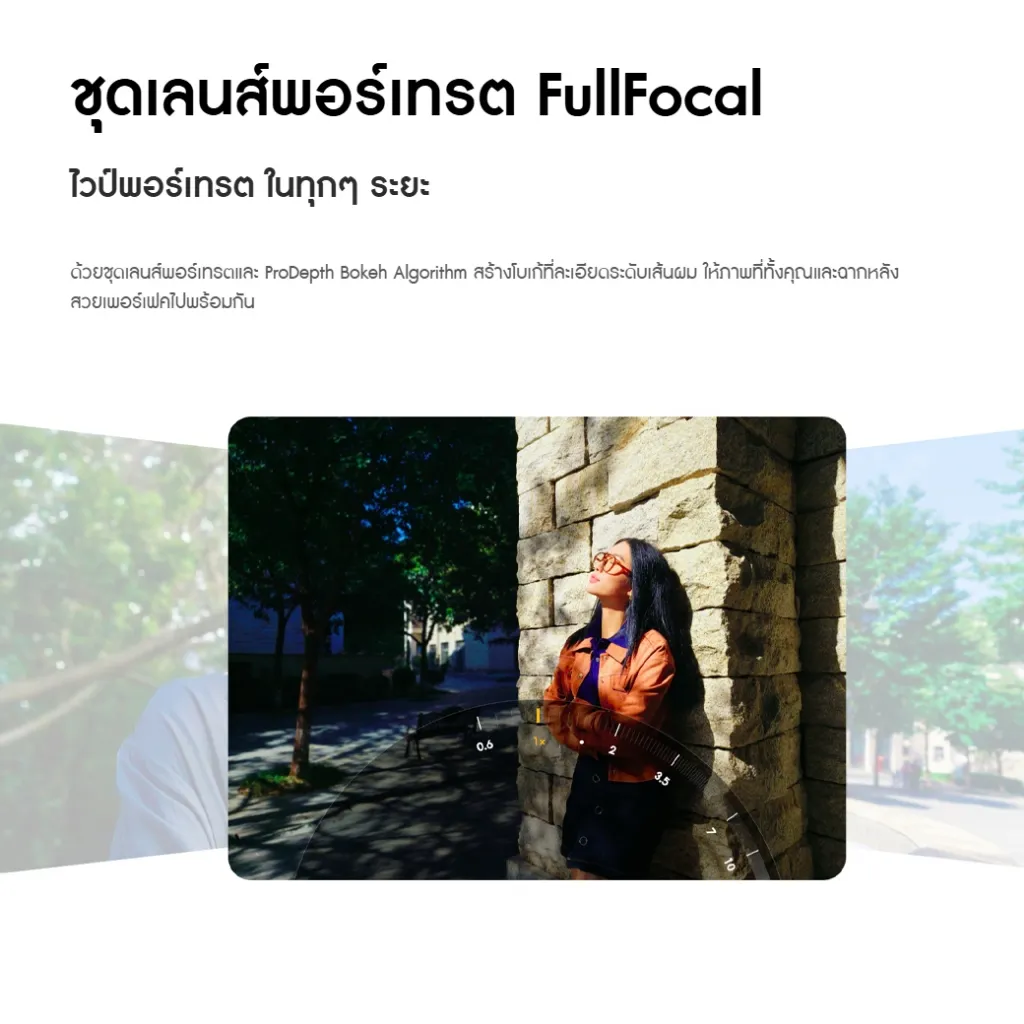 realme 16 Pro 5G อินโฟกราฟิกชุดเลนส์พอร์ตเทรต FullFocal พร้อมตัวอย่างภาพบุคคลหลายระยะ